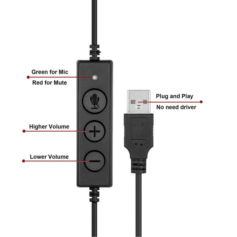 TelPal Corded Noise Cancelling Monaural Headset with USB Headset Adapter as Office PC Headset for Computer/PC/Laptop Use Only - Image 5